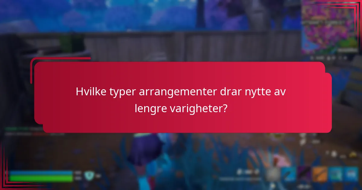 Hvilke typer arrangementer drar nytte av lengre varigheter?
